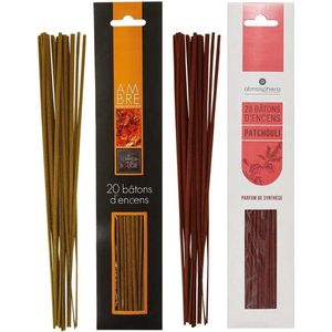 Wierook stokjes - set van 2 geuren - Amber/Patchoeli - 25 cm