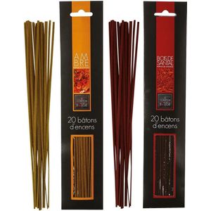 Atmosphera Wierook stokjes - set van 2 geuren - Amber en Sandelhout - 25 cm - Ontspanning - Wierookstokjes