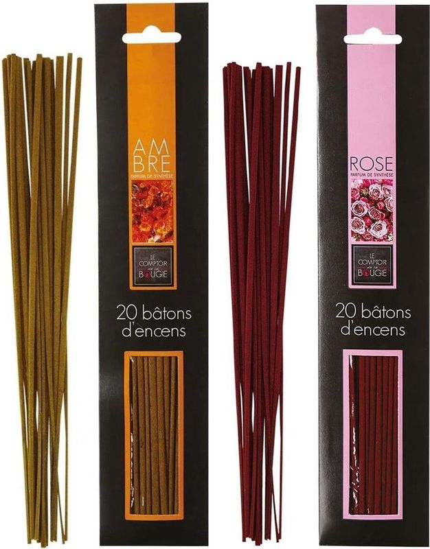 Atmosphera Wierook stokjes - set van 2 geuren - Amber en Rozen - 25 cm - Ontspanning