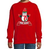Bellatio Decorations - Kersttrui - Rood - Free Hugs - Kerst Pinguin
