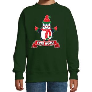 Bellatio - Kersttrui - Groen - Katoen/Polyester - Free Hugs