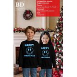 Bellatio - Happy Christmas - Kersttrui - Zwart - Katoenmix - Glitter Blauw