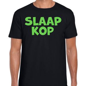 Bellatio Decorations - T-shirt - Zwart - 100% Katoen - Slaap Kop Glitteropdruk