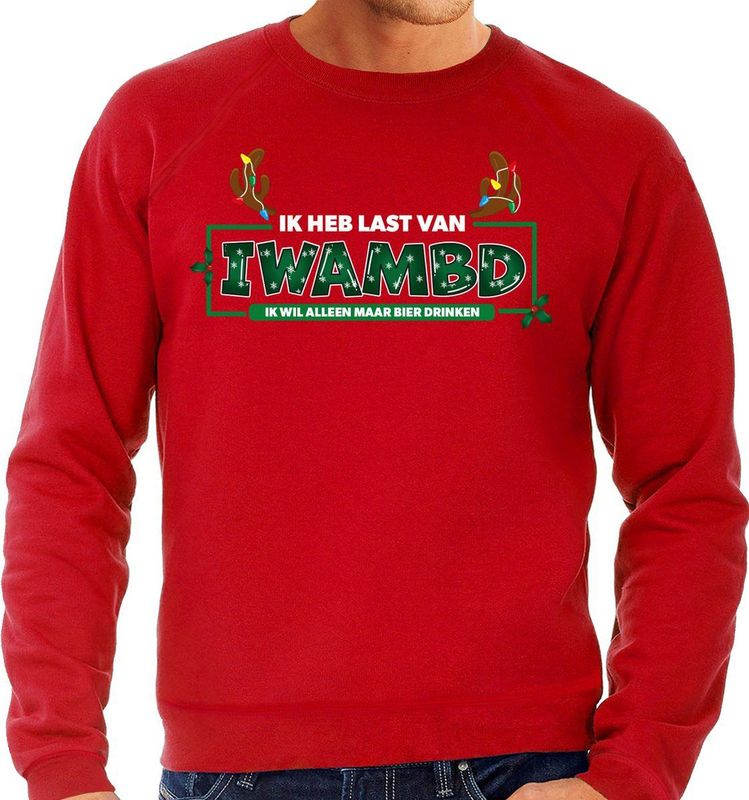 Bellatio Decorations - Foute Kersttrui - Rood - Katoen/Polyester