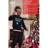 Bellatio - Foute Kersttrui - Zwart - Glitter Blauw