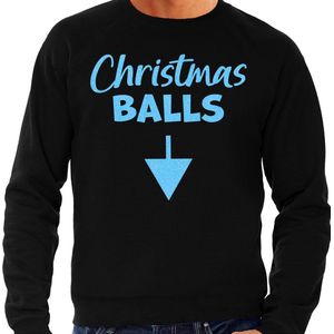 Bellatio - Foute Kersttrui - Zwart - Glitter Blauw