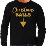 Bellatio - Foute Kersttrui - Zwart - Glitter Goud - Christmas Balls