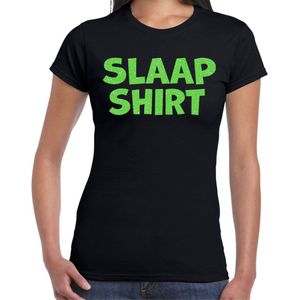 Bellatio Decorations Verkleed T-shirt voor dames - slaap shirt - zwart - glitter groen - themafeest