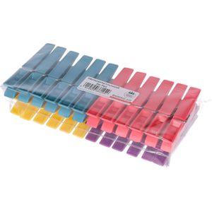 Wasknijpers - 24x stuks - kleurenmix fel - kunststof - groot formaat van 8 cm