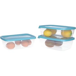 Vershoudbakjes - 3x- 1,2L - kunststof - bewaarbakjes
