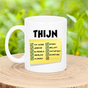 Bellatio Decorations Naam mok Thijn - top gozer - 300ml - cadeau beker