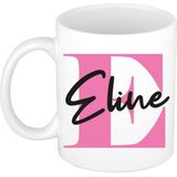 Bellatio Decorations Naam mok Eline - roze - 300 ml - cadeau beker
