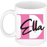 Bellatio Decorations Naam mok Ella - roze - 300 ml - cadeau beker