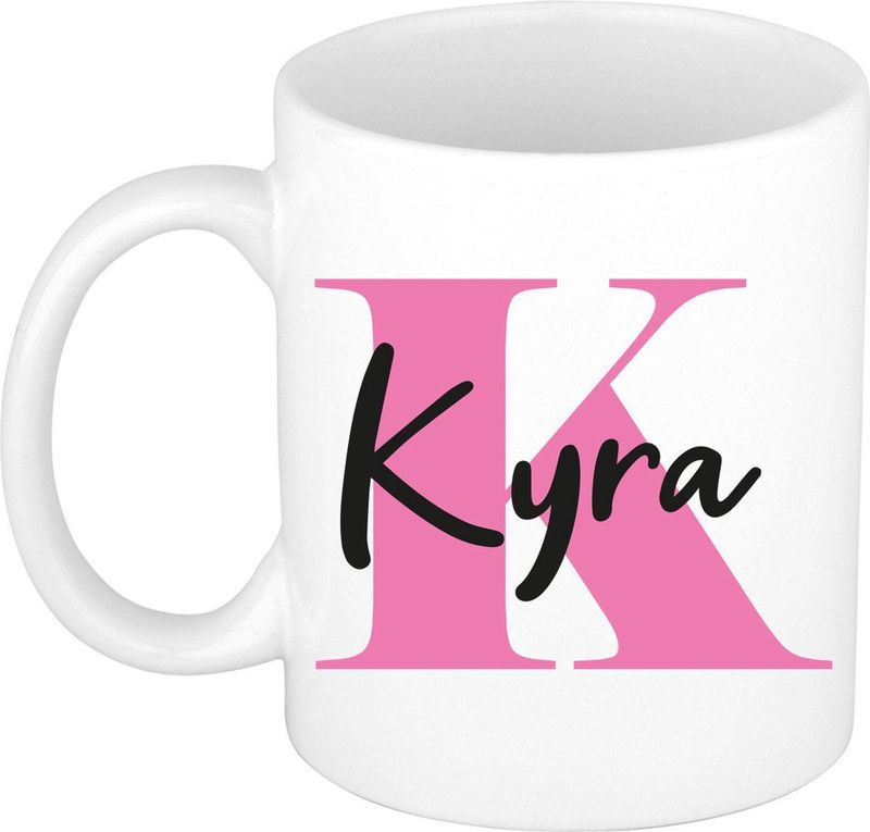Bellatio Decorations Naam mok Kyra - roze - 300 ml - cadeau beker