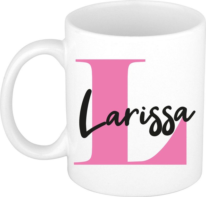 Bellatio Decorations Naam mok Larissa - roze - 300 ml - cadeau beker