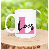 Bellatio Decorations Naam mok Loes - roze - 300 ml - cadeau beker
