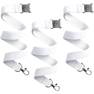 Keycord/lanyard koord - 20x - wit - met sleutelhanger - 50 cm - Keycords
