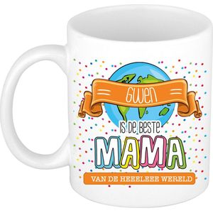 Bellatio Decorations Naam mok mama Gwen - wit - de beste - keramiek - 300 ml - Moederdag / verjaardag