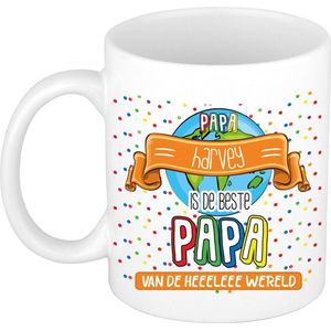Bellatio Decorations Naam mok papa Harvey - 300 ml - Vaderdag cadeau