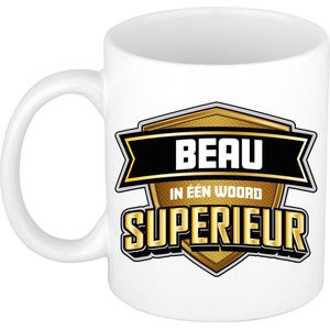 Bellatio Decorations Naam mok Beau - wit - Superieur - keramiek - 300 ml - collega beker - cadeau