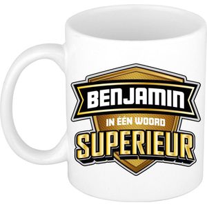 Bellatio Decorations Naam mok Benjamin - superieur - 30cl - kado beker