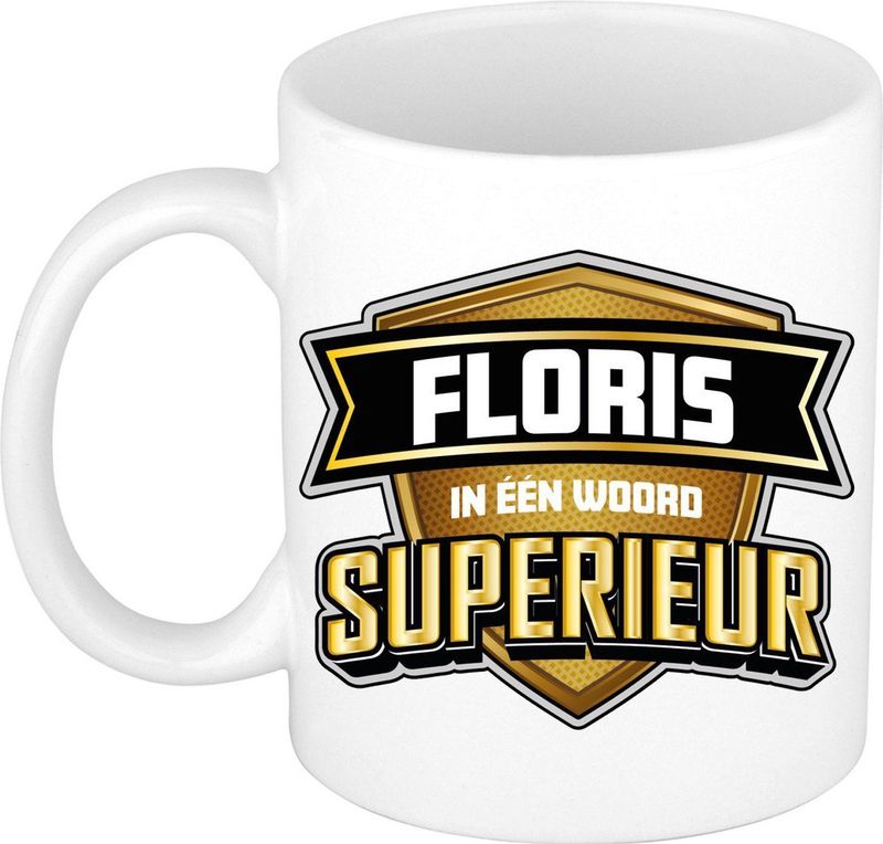 Bellatio Decorations Naam mok Floris - superieur - 30cl - kado beker