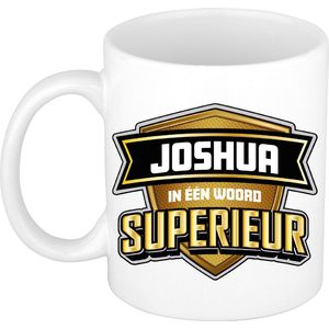 Bellatio Decorations Naam mok Joshua - wit - Superieur - keramiek - 300 ml - collega beker - cadeau