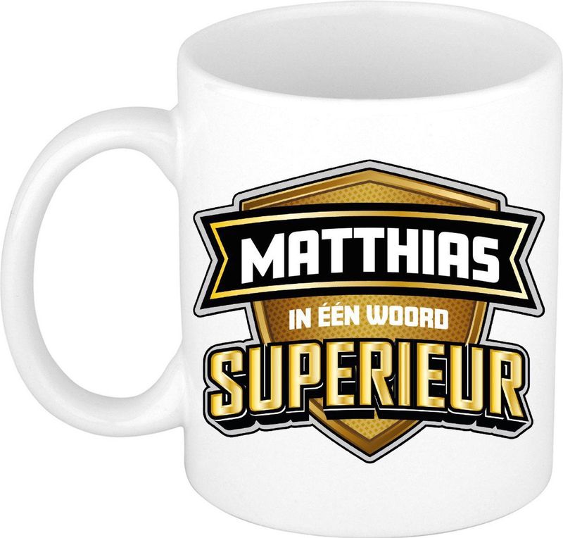 Bellatio Decorations Naam mok Matthias - superieur - 30cl - kado beker