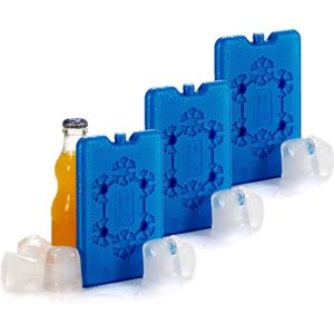 Koelelementen extra plat - 3x - blauw - 11 x 2 x 16 cm - Koelblokken - voor koeltas/koelbox