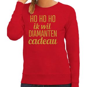Bellatio - Foute Kersttrui - Rood - Glitter Goud