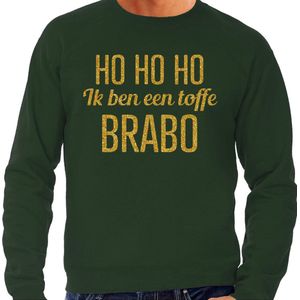 Bellatio Decorations - Foute Kersttrui - Groen - HoHoHo Toffe Brabo - Glitter Goud