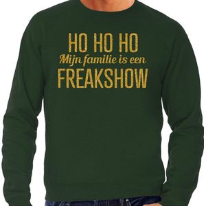 Bellatio - Foute Kersttrui - Groen - Glitter Goud