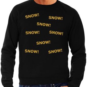 Apres ski sweater heren - SNOW! - zwart - glitter goud - wintersport - skieen/snowboarden
