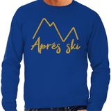 Bellatio Decorations - Apres Ski Sweater - Blauw - Glitter Goud - Wintersport