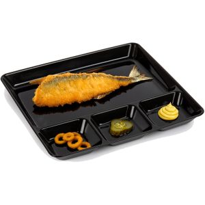 Fonduebord/barbecuebord/gourmetbord met vakjes rond wit porselein 24 cm