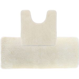 Tendance Badkamer Matten set Aquarius - creme wit - extra lang - hoogpolig - microfiber