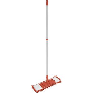 Vloerwisser microvezel - met steel - verstelbaar - vloertrekker - oranje - grote noppen - Vloermoppen