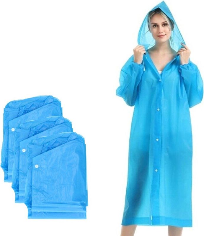 Concorde - Regenjas - Blauw - PVC - Lange Poncho Met Capuchon