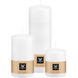 Wiedemann Cilinderkaarsen/stompkaarsen - set van 3  - wit - 6x8/7x13/7x20 cm