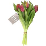 Tulpen Boeket - Geel/Paarse Kunststof - 7 Stuks - Real Touch