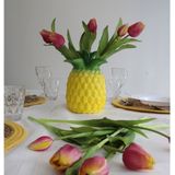 Tulpen Boeket - Geel/Paarse Kunststof - 7 Stuks - Real Touch