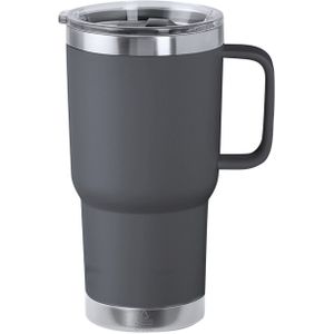 Warmhoudbeker/thermosbeker STACY - grote koffiebeker - tumbler - RVS - grijs - 590 ml - Reisbeker