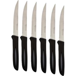 Secret de Gourmet - Steakmessen Set - 6x Stuks - Zwart - RVS