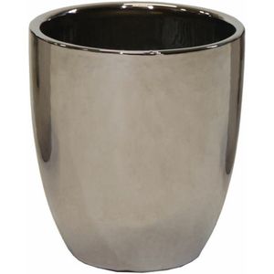 Mega Collections Bloempot Emperor - rond - zilver - D20 x H22 cm - glans