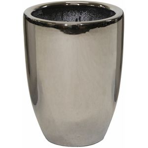 Mega Collections Bloempot Emperor High - rond - zilver - D26 x H35 cm - glans