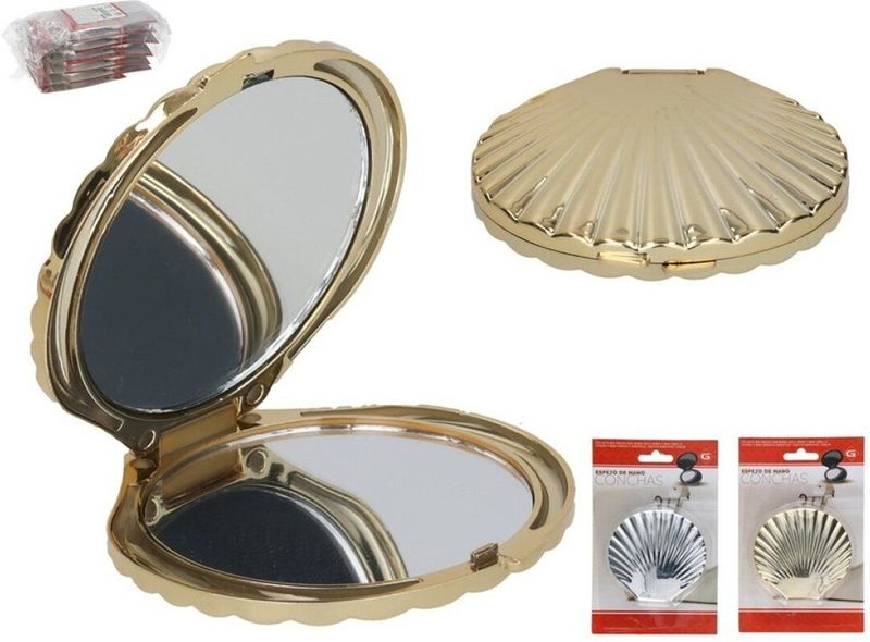 Gerimport - Handspiegel - Zilver - Dubbelzijdig - 7 x 6.5 cm