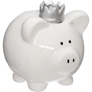 Atmosphera Spaarpot voor kinderen - spaarvarken - wit - 16 x 14 cm