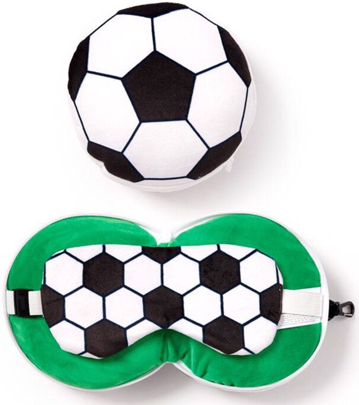 Relaxeazzz - Voetbal - Reiskussen en Slaapmasker Set - Kinderen - Polyester