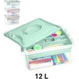 Plasticforte - Naaidoos - Groen - 12L - 34 x 27 x 18 cm - Met Vakverdeling Tray