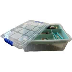 Plasticforte - Beautycase Opbergbox - Groen - 9L - 26 x 37 x 14 cm - Met Vakverdeling Tray